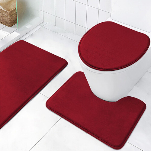PRETXORVE bath mat set absorbent printed 3-piece 1
