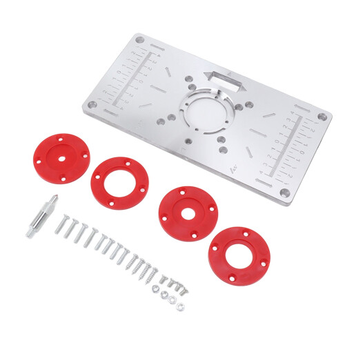 Aluminum Router Table Insert Plate with 4 Rings Red 1