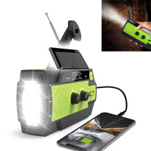 Solarbetriebenes Kurbelradio mit LED-Lampe, 4000-mAh-Akku, AM/FM-Radio, 3-Wege-Ladefunktion, Powerbank-Funktion, wasserdichtes Dynamo-Radio