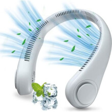 Tragbarer Nackenventilator, USB-aufladbar, 1200 mAh, freihändig, ohne Rotorblätter, 3 Geschwindigkeitsstufen, 360 verstellbar, leise und t