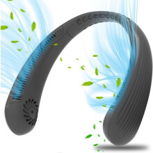 Tragbarer, klingenloser USB-Nackenventilator, leiser Kühlkragenventilator, verstellbarer Ventilator für Reisen und Outdoor-Aktivitäten, Schw