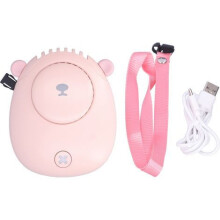 Tragbarer Mini-Nackenventilator mit 3 Geschwindigkeitsstufen, USB-aufladbar, freihändige Kühlung für den Sommer, Pink