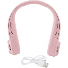 Tragbarer, klingenloser Nackenventilator, USB-aufladbar, 3000 mAh, 3 Geschwindigkeitsstufen, leise, leicht, rosa, mit einstellbarer Kühlleis