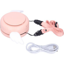 Wiederaufladbarer, tragbarer Nackenventilator ohne Rotorblätter, verstellbare Kühlung für drinnen und draußen, Pink