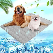 Kühlmatte für Hunde und Katzen, selbstkühlende Sommermatte, waschbar, wasserdicht, rutschfest, bequemes Haustierkissen, Grau, Größe M