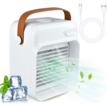Tragbarer Luftkühler, Mini-USB-Verdunstungsluftkühler-Ventilator, 3 einstellbare Geschwindigkeiten, persönliche Wasserkühlungs- und Nebelmod