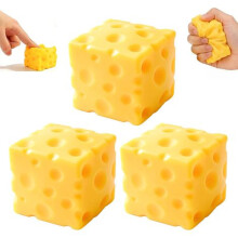 3er-Pack Quetschkäse-Stressabbau-Spielzeug, gelb, für Kinder, Erwachsene, Büro, Zuhause und Reisen