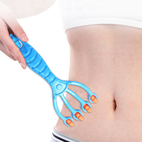 Blue 4-finger rolling massager for body fatigue relief 2