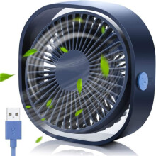 Luchtleanóir USB beag iniompartha ciúin le 3 luas inchoigeartaithe le haghaidh oifige, spóirt agus taistil, gorm