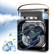 Raffrescatore portatile senza tubo, 3 velocità della ventola, 3 modalità di nebulizzazione, ventilatore raffreddatore con 5 fori di spruzzo, nero