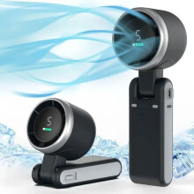Lucht leanúna iniompartha fillte láimhe, in-athluchtaithe le USB, an-chiúin, 5 luas inchoigeartaithe, ceallraí 3600mAh, dubh