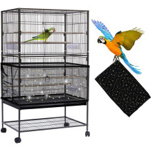 Verstelbare vogelkooihoes, extra groot zaadvangnet met trekkoord voor papegaaien, fijnmazig beschermingsnet voor ronde en vierkante papegaai