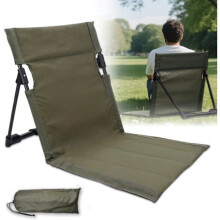 Bodenstuhl mit Rückenlehne, klappbarer tragbarer Sitz für Camping, Picknick und Outdoor-Aktivitäten, grün