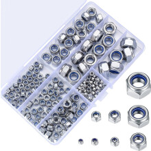 Assortiment van 200 nylon borgmoeren, set zelfborgende zeskantmoeren van roestvrij staal, met schroefdraadinzetstukken in de maten M3, M4, M