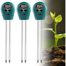 Set van 3 bodemtesters (3-in-1): pH-, vocht- en lichtmeter voor planten, geschikt voor tuinieren, gazon, tuin, landbouw en buitengebruik.