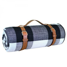 Waterproof Picnic Blanket Mat, 200 x 200 cm, Black Checkered Pattern, Foldable Outdoor Mat