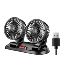 Ventilador de mesa mini portátil con doble ventilador y giro de 360 grados, silencioso, para coche, dormitorio, oficina, camping y uso exterior