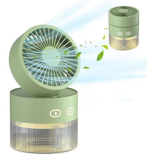 Handheld Table Fan with Water Cooling, Mist Function, 3 Modes, Night Light, USB Rechargeable Portable Air Cooler Fan