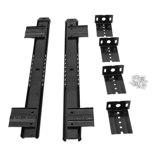 Steel Keyboard Slide Rail Bracket Set Black 2-Piece 1