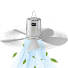Ventilatore da soffitto portatile con luce, ricarica USB, 4 velocità, timer da 1 a 12 ore, ventilatore da tenda per campeggio e uso esterno, vent