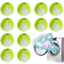 12 herbruikbare nylon ballen voor het verwijderen van dierenharen, geschikt voor wasmachine en droger. Verwijdert katten- en hondenhaar en b