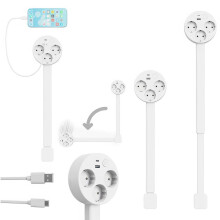 3-voudige stekkerdoos met USB-C en USB-A, inbouwstopcontact, wandmontage mogelijk, ideaal voor kantoor en keuken