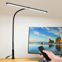 18W LED-bureaulamp, 360 graden draaibare arm, 46 cm armlengte, afstandsbediening, verstelbaar, timer