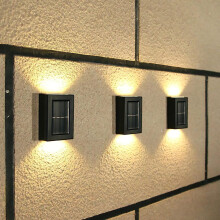 Solar LED-wandlampen (4 stuks), IP65 waterdichte tuinwandlampen voor buiten, geïntegreerde LED, zwart design