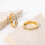 Pink cubic zirconia couple wedding ring square 4
