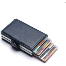 Slanke leren portemonnee voor mannen en vrouwen, mini kaarthouder met muntvakje, compacte creditcardhouder, lichtgewicht slimme portemonnee