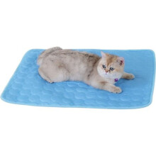 Koelmat voor honden en katten, ideaal voor op de bank, in de auto en in de woonkamer, waterloze gel, 50 x 60 cm, blauw