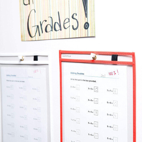WOVTE Clear Dry Erase Pockets Plastic Sleeves 10 Pack 1