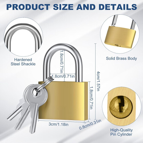 Mini Padlocks 30mm Stainless Steel 4 Pack 12 Keys 1