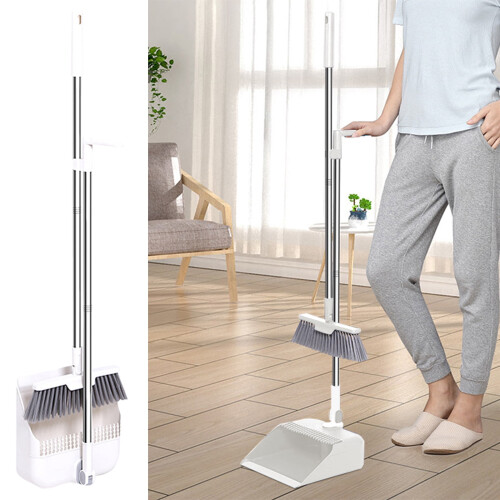 RFUGUG swivel broom and dustpan set with scraper 1 pc 1