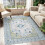 Boho Area Rug Blue 4 x 6 ft Machine Washable Non-Slip 5