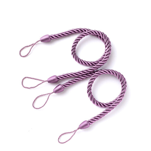 Polyester curtain holdback purple waved rope 2 pieces 1