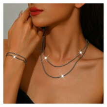 Women's jewelry set, 2-piece with necklace and bracelet (2-piece set), suitable for weddings, parties and proms