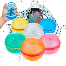 Ball pit reusable water balloons with mesh bag, summer gift. (6-piece set)