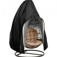 Housse de protection pour chaises suspendues de jardin, avec fermeture éclair, noire, 190 x 115 cm