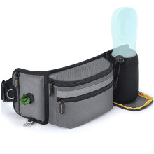 Treat bag for dogs, dog waist bag accessory, grey, hands-free hip bag for dog training & walks