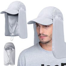 Sun hat with detachable neck flap, UV protection sun hats (men's & women's summer bucket hat with neck flap, sun protection cap, wide brim m