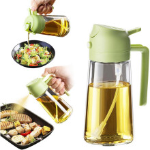 Dispenser/spruzzatore d'olio 2 in 1 per olio da cucina, flacone spray per olio alimentare da 470 ml (spray d'olio per cucinare, atomizzatore
