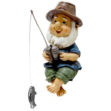 Nain de jardin, figurine de pêcheur, figurine décorative en résine pour jardin, figurine pour pot de fleurs, figurine de nain pour jardin, b