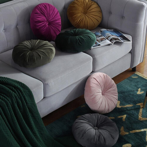 Round Throw Pillow Velvet Pumpkin 15 inch 1