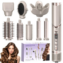 Multifunctionele haarstyler, 8-in-1 haarstyler en föhn, voldoet aan de Europese norm, met lcd-display, inklapbaar handvat en oververhittings