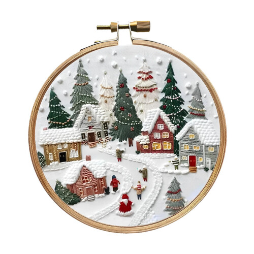 Christmas embroidery kit with hoop and threads, 1 set 2