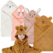 4er-Pack Baby-Badetücher, weiche Kapuzenhandtücher aus Korallenfleece für Neugeborene, 80 x 80 cm, saugfähig und warm