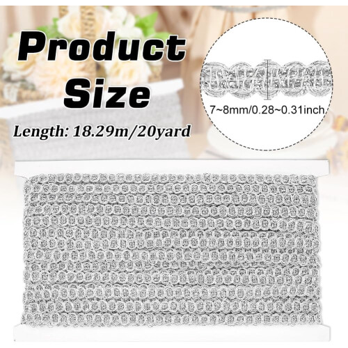 Silver Metallic Braid Trim Polyester Wave Lace 20 Yards 1