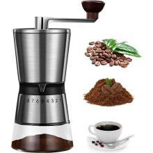 Manuelle Kaffeemühle mit Keramikmahlwerk, 8-stufig verstellbare Espressomühle für die Heimbrühkaffeezubereitung