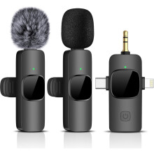 3-in-1-Funk-Lavalier-Mikrofon für Telefon, Kamera und USB-C-Geräte, kompaktes Ansteckmikrofon
